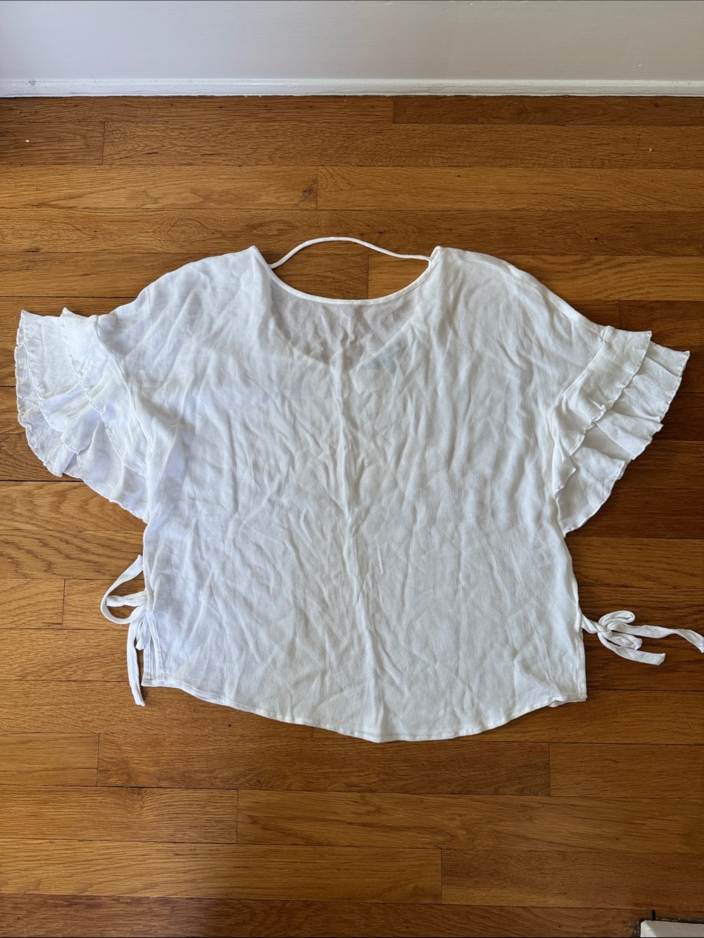 Express White Ruffle Sleeve Tie-Side Women’s Blouse